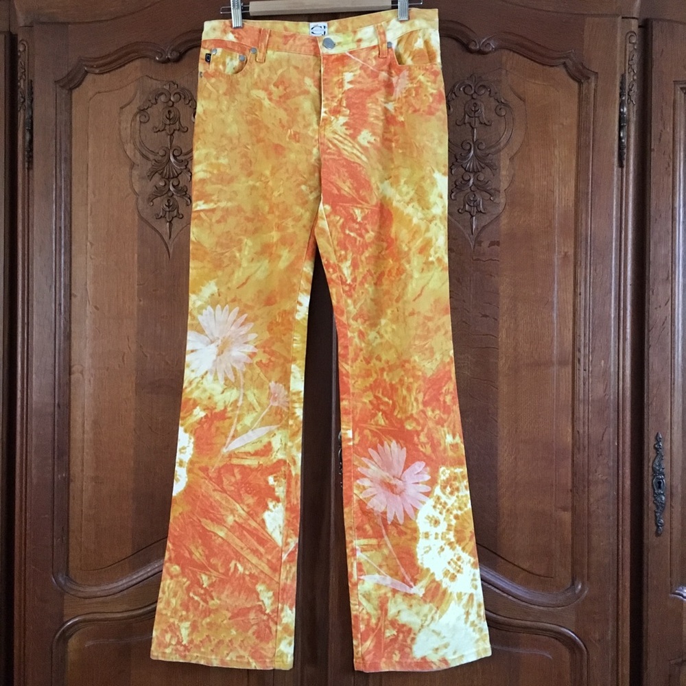 Flower Power🌼Just Cavalli wide leg mid-rise Jeans